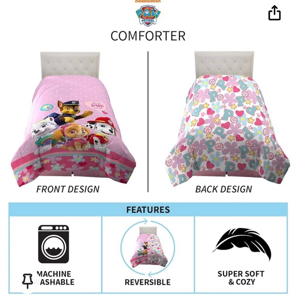 Paw Patrol Pink Twin/Full Reversible Bedding Set - Picture 4 of 5